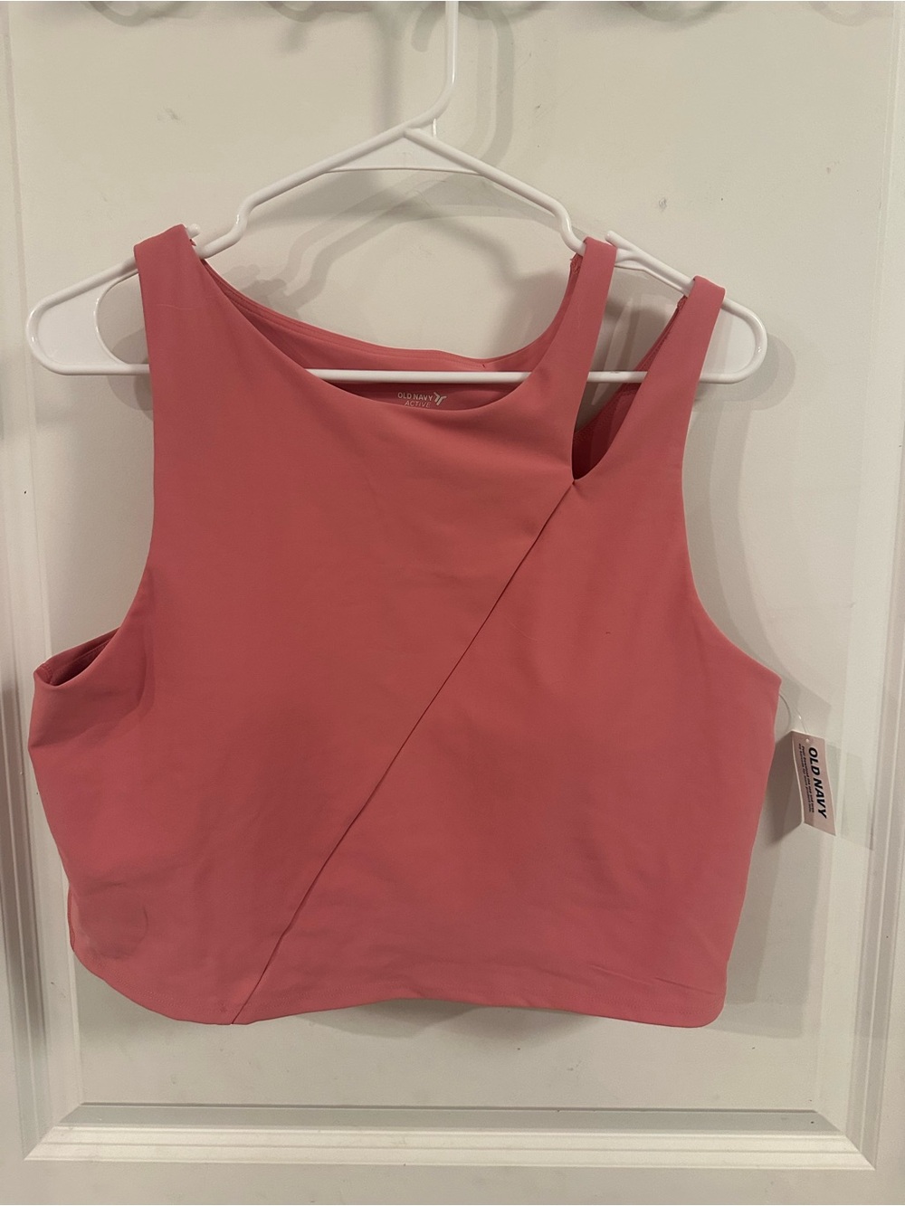 Old Navy Coral Pink Asymmetric Crop Tank